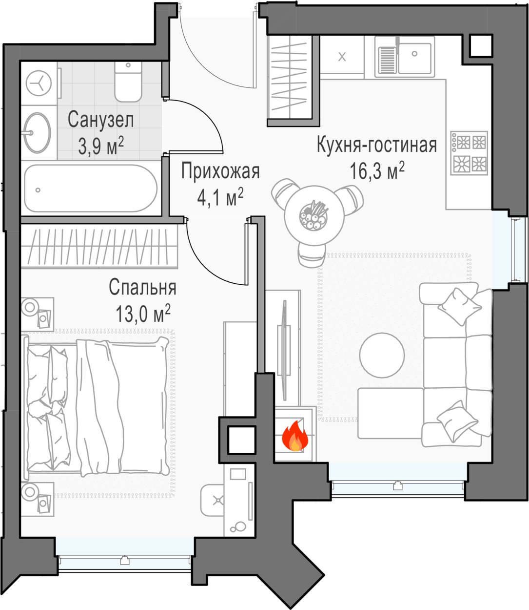 1-комнатная квартира 38.4 м2, 20 этаж, дом сдан, ЖК Дом Достижение, корпус 1 - объявление 2458164 - фото №1