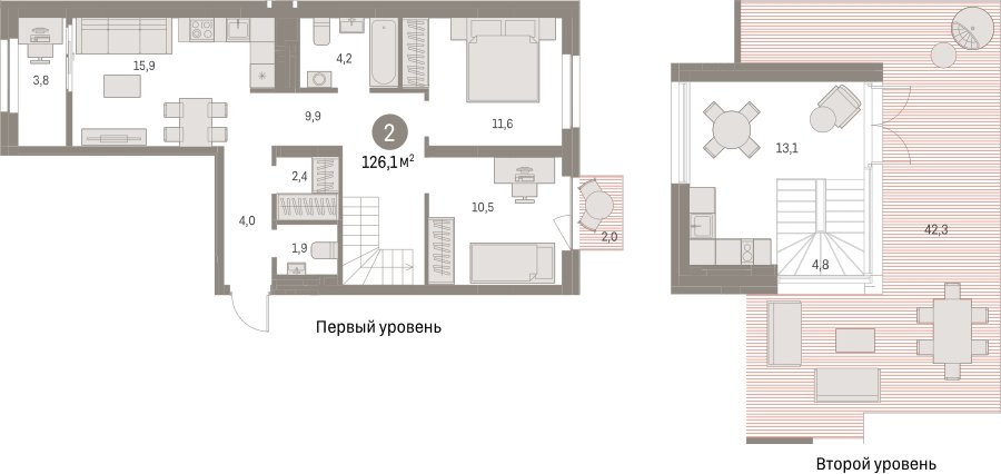 2-комнатная квартира с частичной отделкой, 126.14 м2, 8 этаж, дом сдан, ЖК Первый квартал, корпус 5 - объявление 2423952 - фото №1