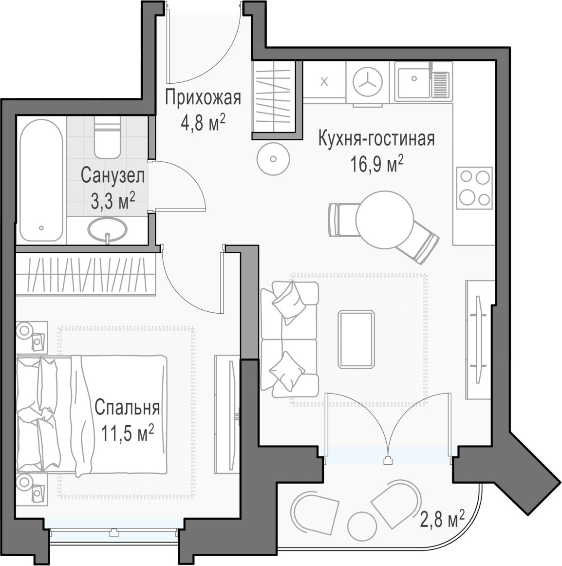 1-комнатная квартира 38.3 м2, 20 этаж, дом сдан, ЖК Дом Достижение, корпус 1 - объявление 2458163 - фото №1