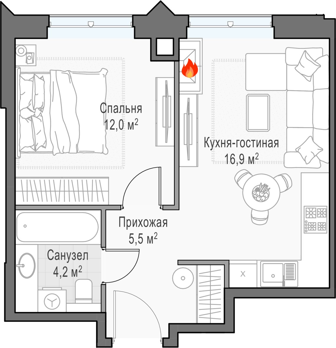 1-комнатная квартира 39.3 м2, 20 этаж, дом сдан, ЖК Дом Достижение, корпус 1 - объявление 2458167 - фото №1