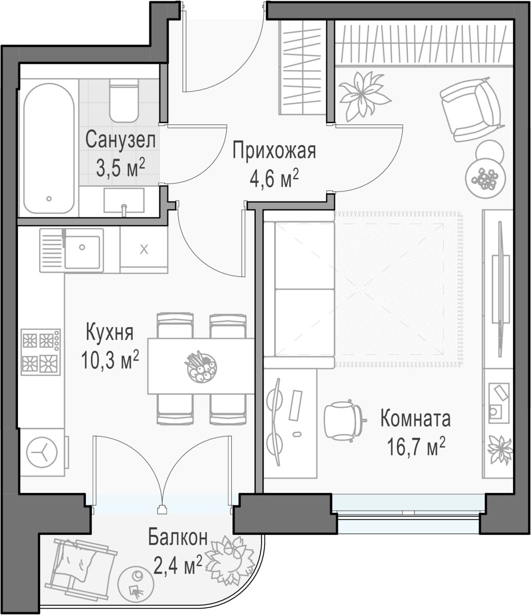 1-комнатная квартира 36.4 м2, 15 этаж, дом сдан, ЖК Дом Достижение, корпус 1 - объявление 2458157 - фото №1