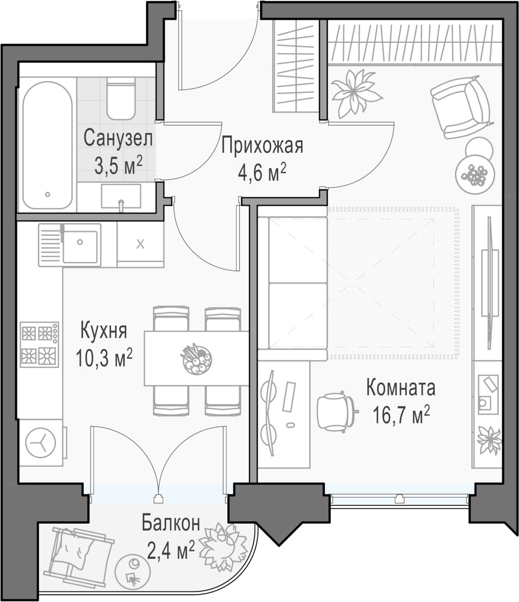 1-комнатная квартира 36.9 м2, 22 этаж, дом сдан, ЖК Дом Достижение, корпус 1 - объявление 2458160 - фото №1